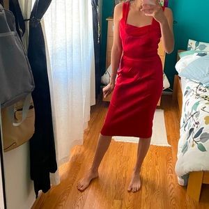 Red satin Betsey Johnson dress